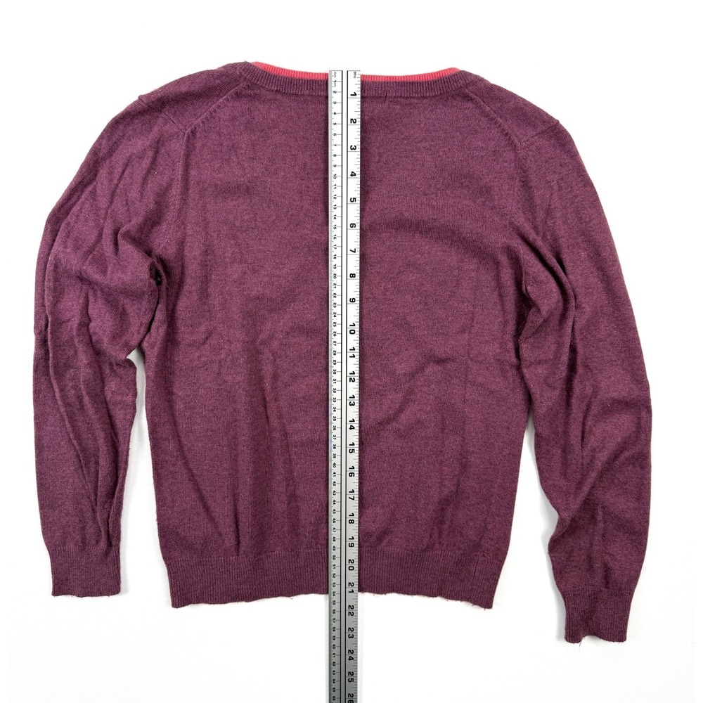 BODEN Womens 12 Plum Coral V Neck Sweater Cashmere Angora Cotton Blend #1910 - Picture 6 of 10